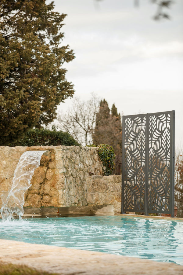 Metallsichtschutz Piave 2 Elemente am Pool | Pulverbeschichtet Anthrazit