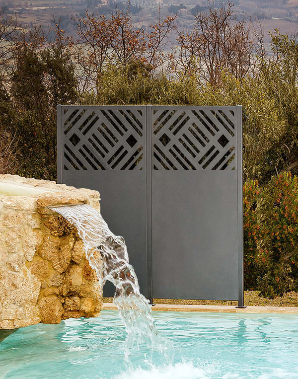 Sichtschutz Amato 2er-Set am Pool | Pulverbeschichtet Anthrazit