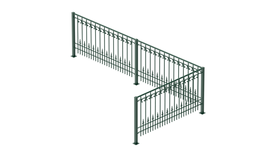 Geländer Lucca als 3D-Modell | Pulverbeschichtet Sonderfarbe RAL 6005 Moosgrün