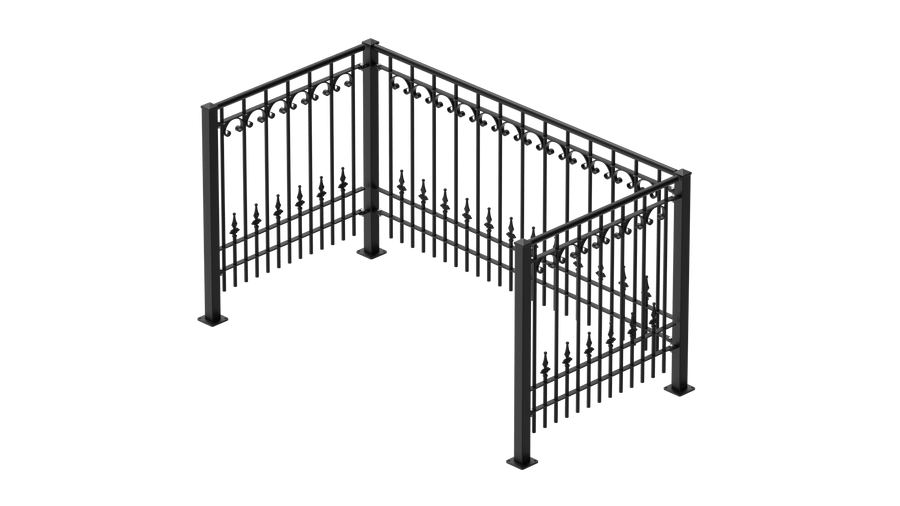 Geländer Lucca als 3D-Modell | Pulverbeschichtet Sonderfarbe RAL 9005 Tiefschwarz
