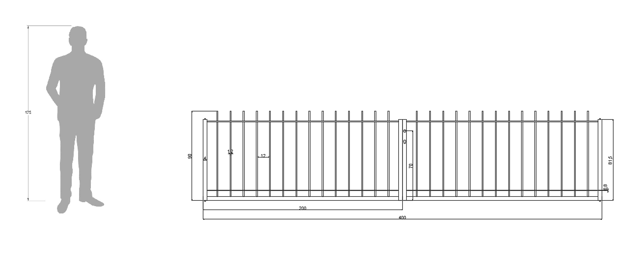 Tor Padua als bemaßte Zeichnung