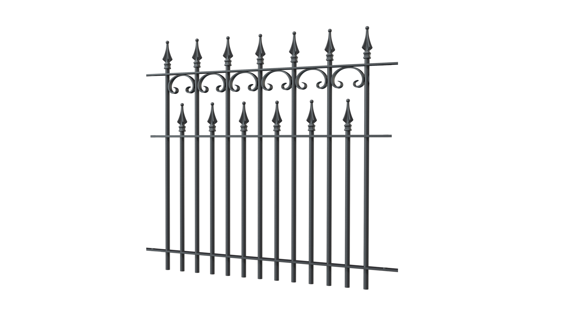 Zaun Lugano 96cm als 3D-Modell | Pulverbeschichtet anthrazit