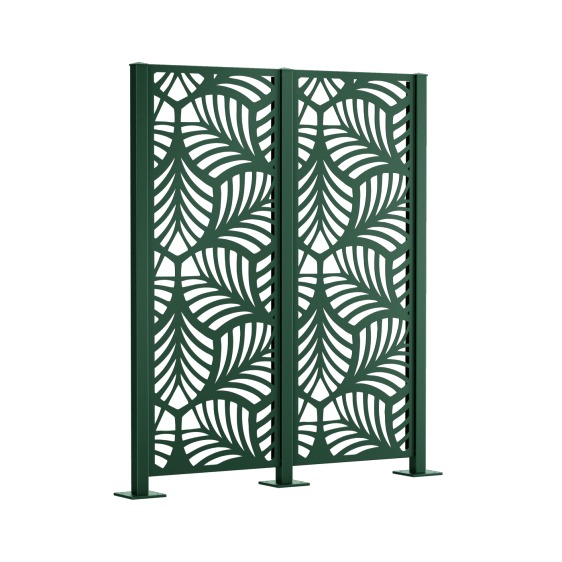 Metallsichtschutz Piave 2er Set zum Aufschrauben als 3D-Modell | Pulverbeschichtet Sonderfarbe RAL 6005 Moosgrün