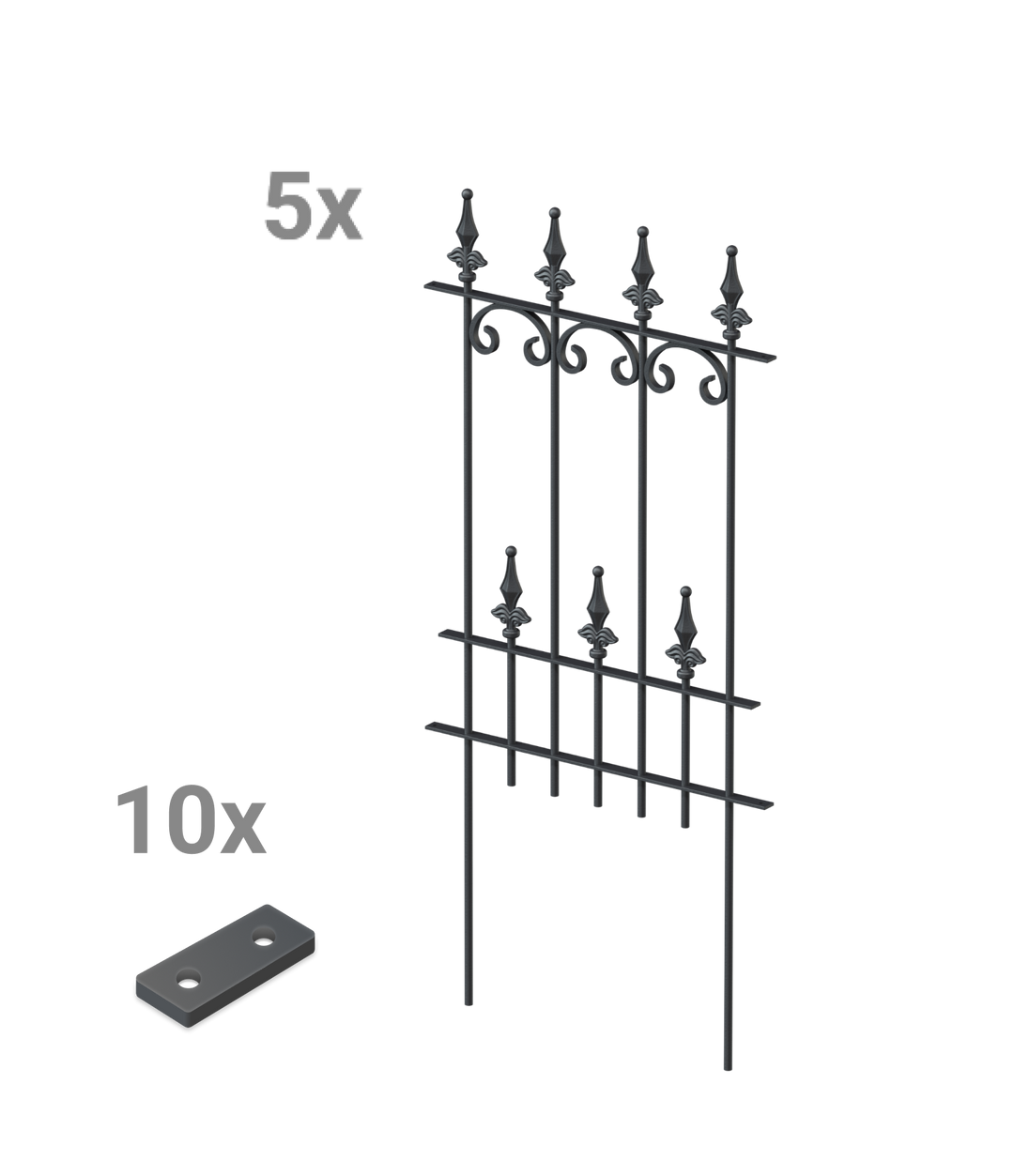 Steckzaun Lucca als Set in pulverbeschichtet Anthrazit als 3D-Modell