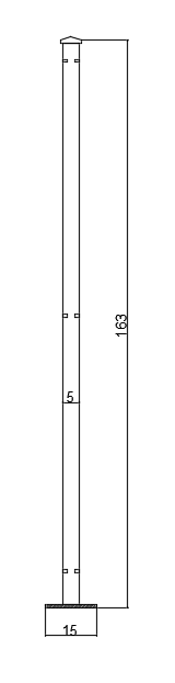 Zwischenpfosten für Sichtschutz als bemaßte Zeichnung